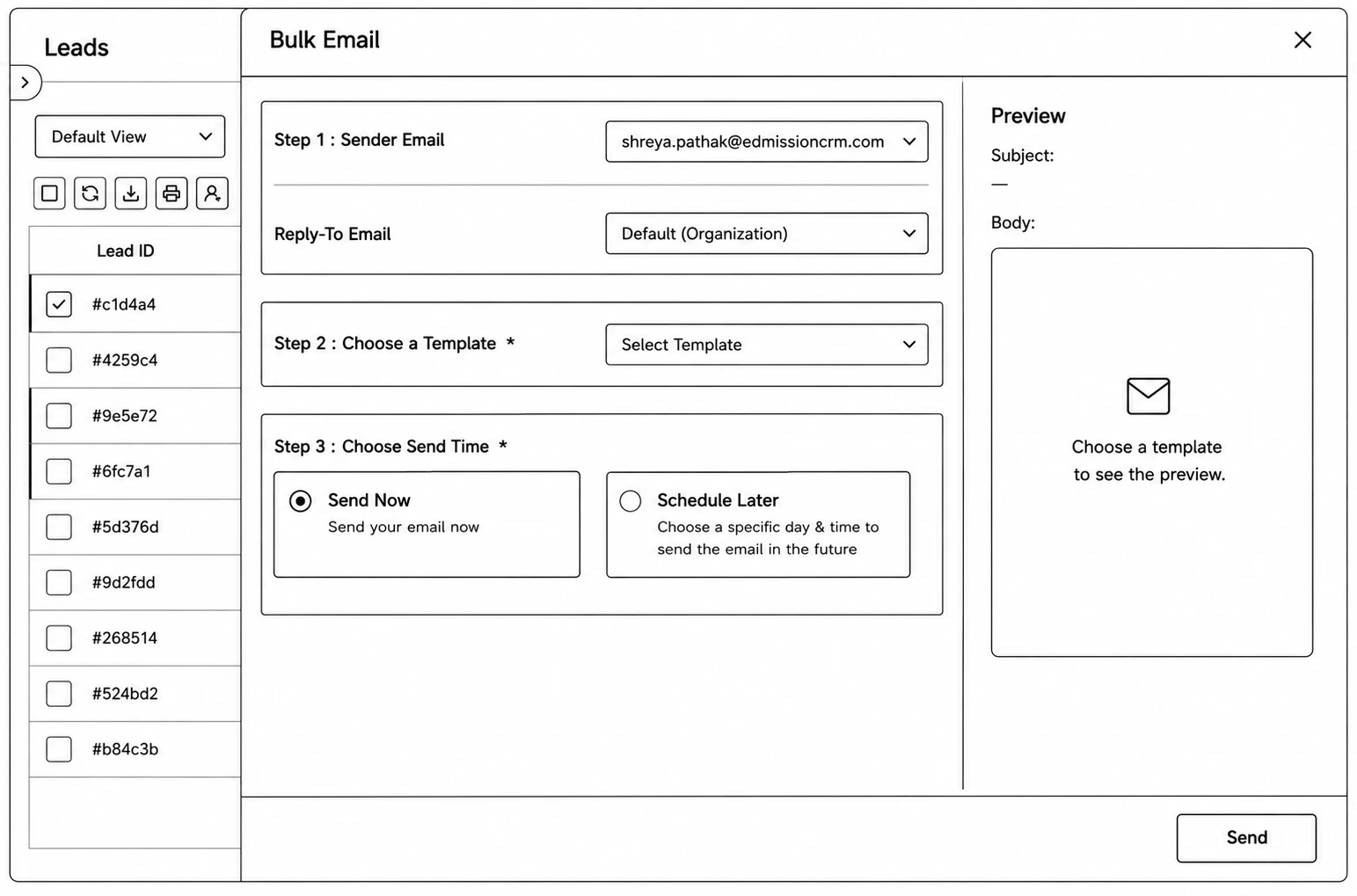 Bulk Email send modal