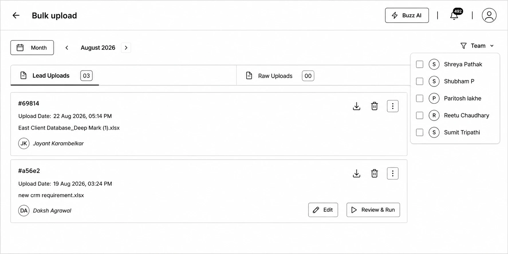 Upload Data wizard, step 1 of 4