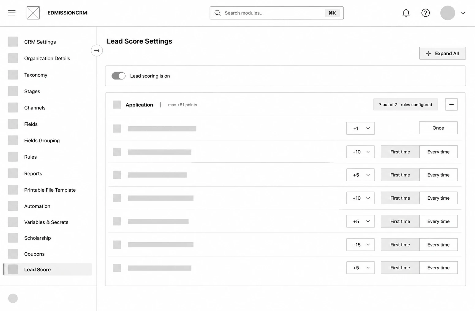 The Add / Edit User dialog in edMission CRM showing name, email, mobile number, and role fields