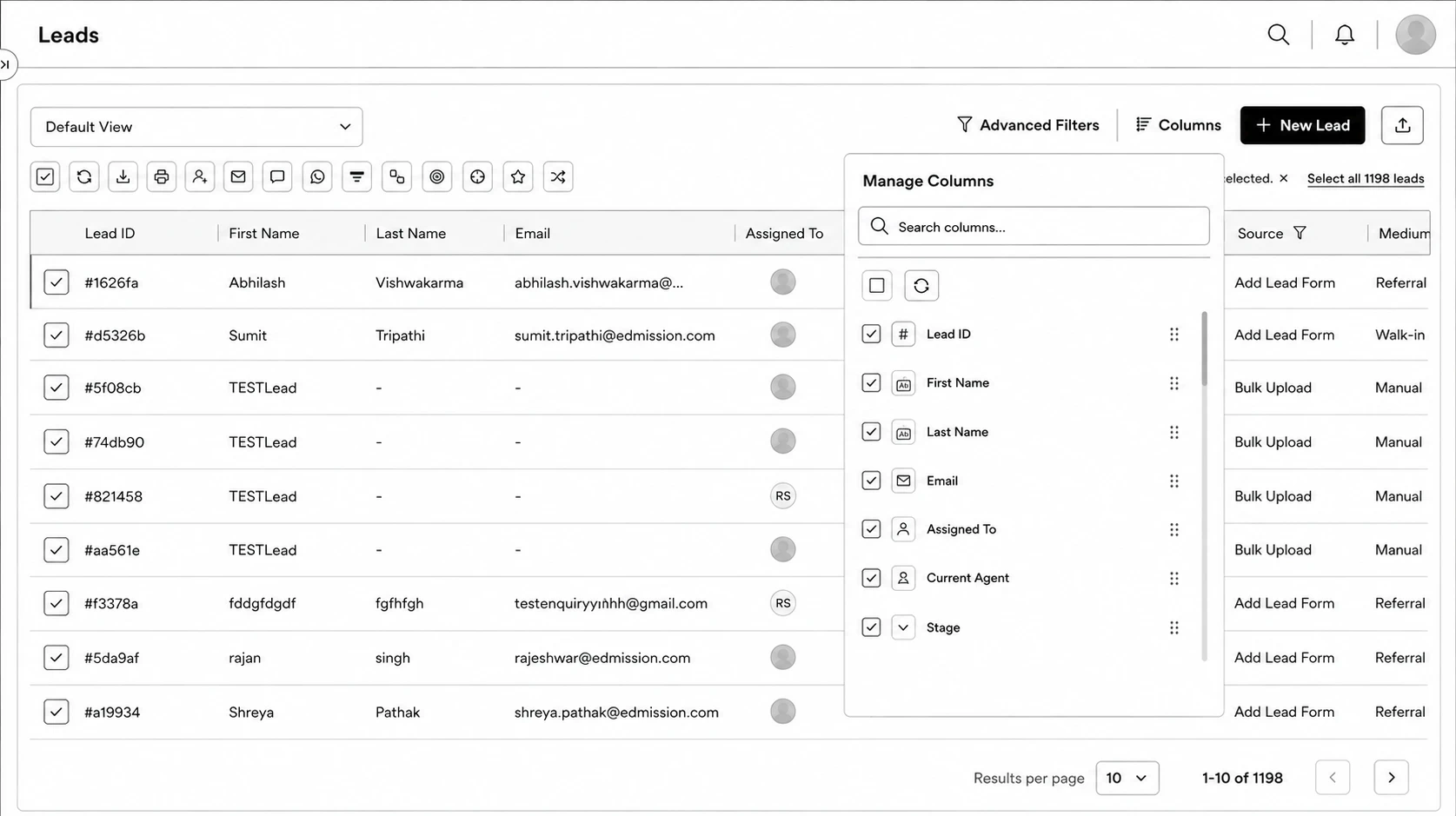 Lead Detail Page