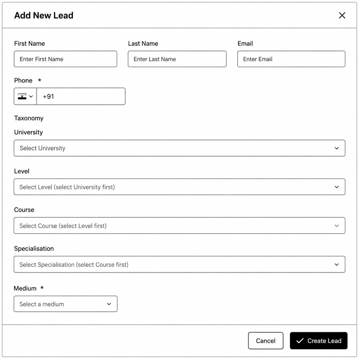 New Lead Page